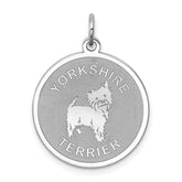 Sterling Silver Rhodium-plated Yorkshire Terrier Disc Charm