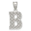 Sterling Silver Rhodium-plated Letter B Initial Pendant