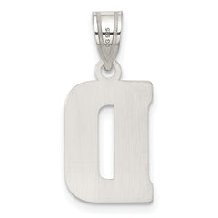 Sterling Silver 925 Letter D Pendant with Rhodium-Plated Solid Cast Design