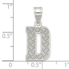 Sterling Silver 925 Letter D Pendant with Rhodium-Plated Solid Cast Design