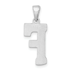 Sterling Silver 925 Letter F Initial Pendant Rhodium-Plated Solid Cast Design