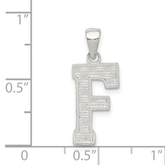 Sterling Silver 925 Letter F Initial Pendant Rhodium-Plated Solid Cast Design