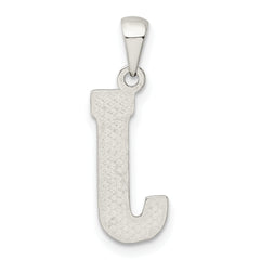 Sterling Silver 925 J Initial Pendant Rhodium-Plated Solid Cast Elegant Design
