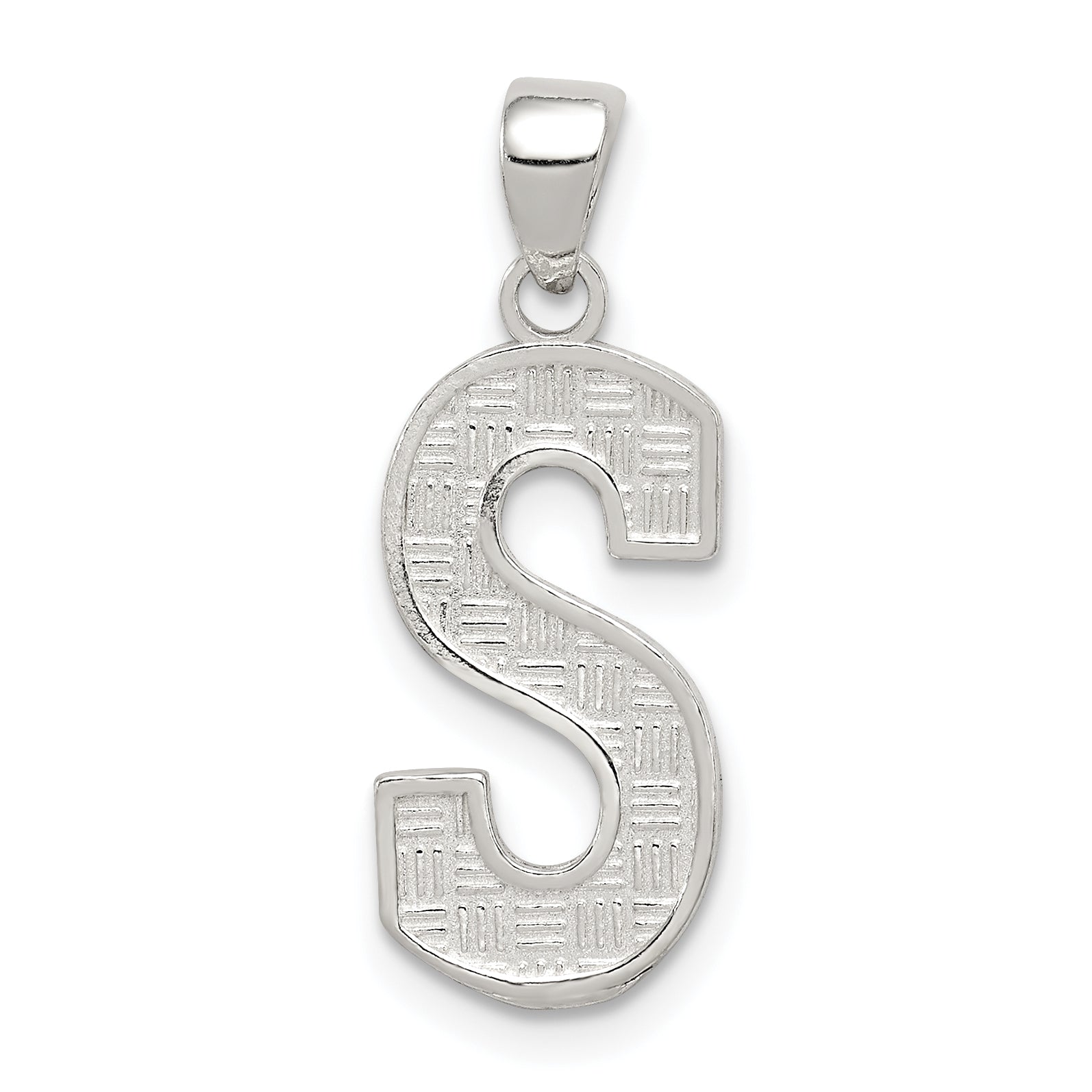 Sterling Silver Rhodium-plated Letter S Initial Pendant