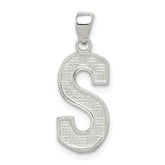 Sterling Silver Rhodium-plated Letter S Initial Pendant
