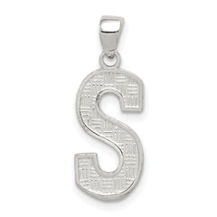 Sterling Silver Rhodium-plated Letter S Initial Pendant