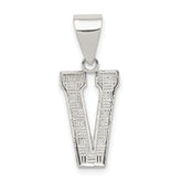 Sterling Silver Rhodium-plated Letter V Initial Pendant