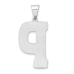 Sterling Silver 925 Initial P Pendant Rhodium-Plated, Solid, Large Cast Design