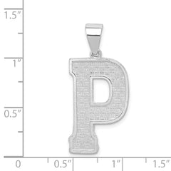 Sterling Silver 925 Initial P Pendant Rhodium-Plated, Solid, Large Cast Design