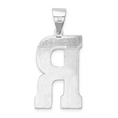 **Sterling Silver 925 Rhodium-Plated Large Initial R Pendant Elegant, Casted Design**
