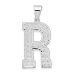 Sterling Silver Rhodium-plated Letter R Initial Pendant