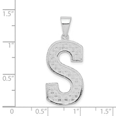 Sophia Jewelers Sterling Silver 925 Rhodium-Plated S Initial Pendant Large, Casted Design