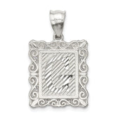 Sterling Silver Square Diamond-cut Letter G Initial Pendant