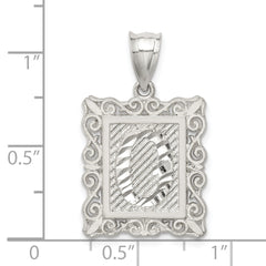 Sterling Silver 925 Diamond-Cut Letter O Pendant with Anti-Tarnish Finish