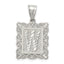 Sterling Silver Square Diamond-cut Letter W Initial Pendant