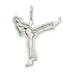 Sterling Silver 925 Karate Charm with Polished Anti-Tarnish Finish