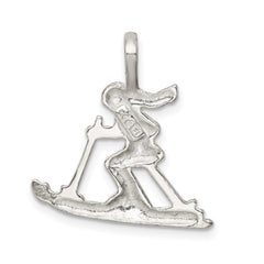Sterling Silver 925 Skier Pendant with Polished Anti-Tarnish Finish