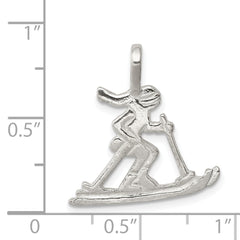 Sterling Silver 925 Skier Pendant with Polished Anti-Tarnish Finish
