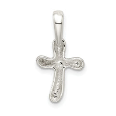 Sterling Silver 925 Freeform Cross Charm with Polished Anti-Tarnish Finish