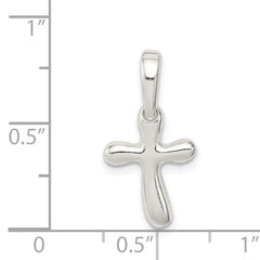 Sterling Silver 925 Freeform Cross Charm with Polished Anti-Tarnish Finish