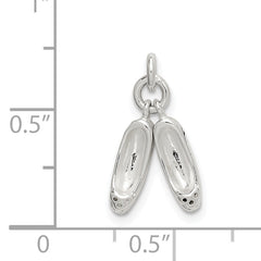 Sterling Silver 925 Ballet Slippers Charm with Polished Anti-Tarnish Finish
