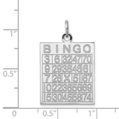 Sterling Silver Rhodium-Plated Bingo Card Engravable Polished Pendant by Sophia Jewelers