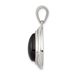 Sterling Silver Rhodium-Plated Onyx Pendant with Polished Finish Elegant and Timeless