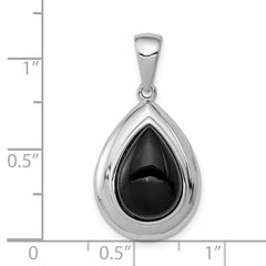 Sterling Silver Rhodium-Plated Onyx Pendant with Polished Finish Elegant and Timeless