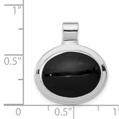 Sterling Silver 925 Onyx Pendant with Rhodium Plated Polished Finish