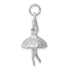 Sterling Silver 925 Ballerina Charm with Polished 3D Anti-Tarnish Finish