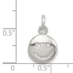 Sterling Silver 925 Polished Happy Face Charm with Anti-Tarnish Coating