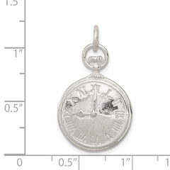 Sterling Silver 925 3D Clock Charm with Polished Finish