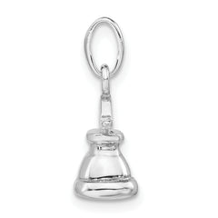 Sterling Silver 925 Polished Liberty Bell Charm Solid 3D Pendant Elegant Design