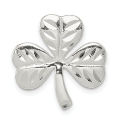 Sterling Silver Polished Diamond-cut Shamrock Chain Slide