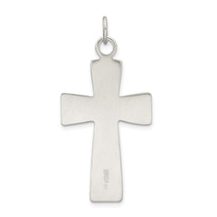 Sterling Silver 925 Latin Cross Pendant with Platinum Plating and Polished Finish