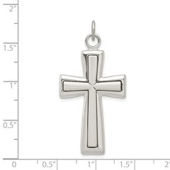 Sterling Silver 925 Latin Cross Pendant with Platinum Plating and Polished Finish