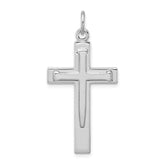 Sterling Silver Rhodium-plated Satin & Polished Cross Pendant