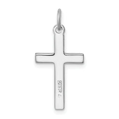 Sterling Silver Rhodium-Plated Heart Cross Charm | Polished Solid Design