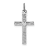 Sterling Silver Rhodium-plated Heart Cross Charm