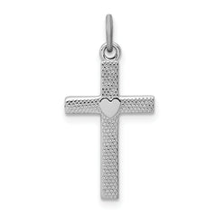 Sterling Silver Rhodium-plated Heart Cross Charm