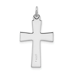 Sterling Silver Rhodium-Plated Enameled Latin Cross Charm Polished Solid