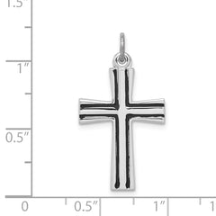 Sterling Silver Rhodium-Plated Enameled Latin Cross Charm Polished Solid
