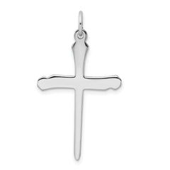 Sterling Silver 925 Nail Cross Pendant with Polished Rhodium-Plated Finish