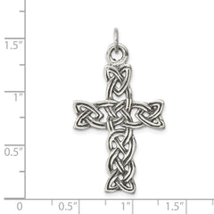 Sterling Silver 925 Antiqued Celtic Cross Pendant with Polished Finish