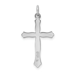 Sterling Silver Rhodium-Plated CZ Cross Pendant with Polished Finish