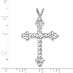 Sterling Silver 925 CZ Cross Pendant with Rhodium-Plated Polished Finish