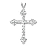 Sterling Silver Rhodium-plated CZ Cross Pendant