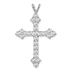 Sterling Silver Rhodium-plated CZ Cross Pendant