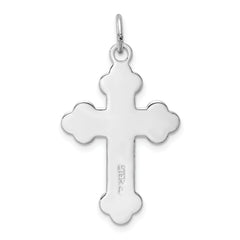 Sterling Silver 925 Rhodium-Plated Cross Pendant with Polished Enamel Finish