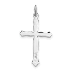 Sterling Silver Rhodium-Plated Cross Pendant with Polished Finish Elegant and Solid Design
